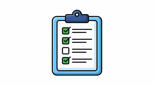 A blue clipboard with a checklist