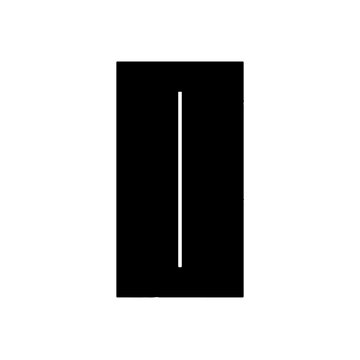 Minimalist vector illustration featuring a solid black rectangular shape with a prominent, perfectly centered white vertical line, creating a stark and modern graphic design element.