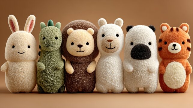 Cute plush finger puppets of various animals including pandas, bears, rabbits, and frogs, children's toys for storytelling and playtime fun