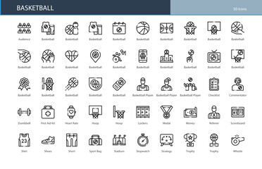Basketball Sport Ball Game Player Hoop Icon Set © MN Studio's