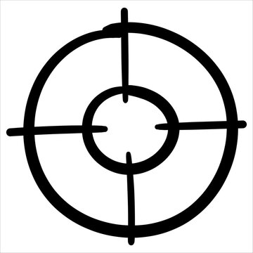 Hand drawn target with a crosshair doodle style. Ideal for conveying ideas of accuracy, objective, goal, and successful achievement in digital media.