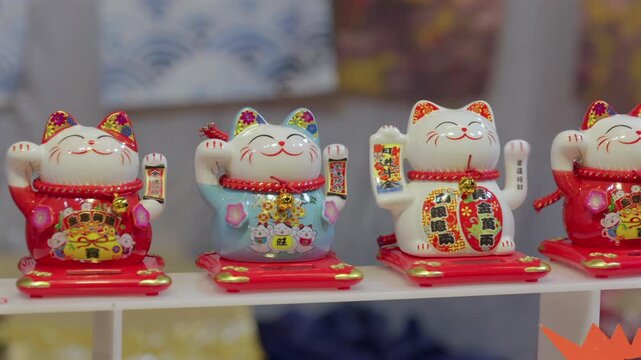 Maneki Neko beckoning cat figurine toys, the traditional Japanese lucky charm and favorite talisman&nbsp;