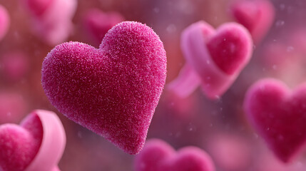 Fototapeta premium Soft Pink Heart with Romantic Bokeh Love Background