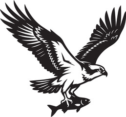 Fototapeta premium Osprey Eagle Flying with Fish Illustration
