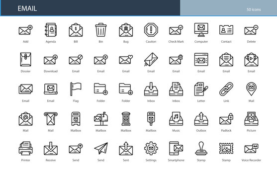 Email Mail Message Communication Digital Icon Set