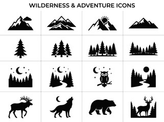 Fototapeta premium Wilderness and Adventure Icons Collection for Outdoor Design
