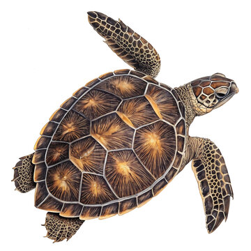 Sea turtle swimming with detailed shell pattern