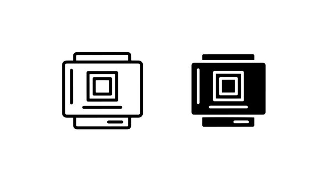 Square processing data folder box icon set with processing computing information organization