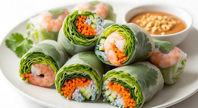 Fresh green cucumber slices with carrot and pepper filling.