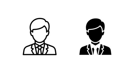 Fototapeta premium Businessman profile user avatar line and solid icons with businessman employee corporate