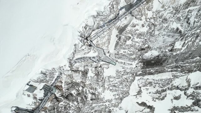 Aerial Drone View of Dachstein Glacier &ndash; Modern Gondola Station in the Austrian Alps