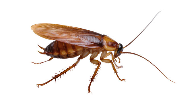 American cockroach insect with wings and long antennae