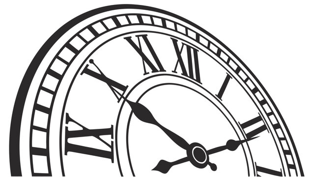 Vector illustration close up of a clock face with roman numerals