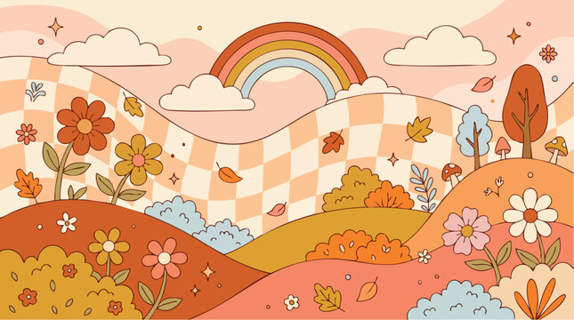 Retro groovy 1970s style illustration