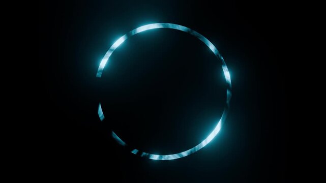Stylized Glowing Blue Neon Circle Abstract Futuristic Energy Background. 4K