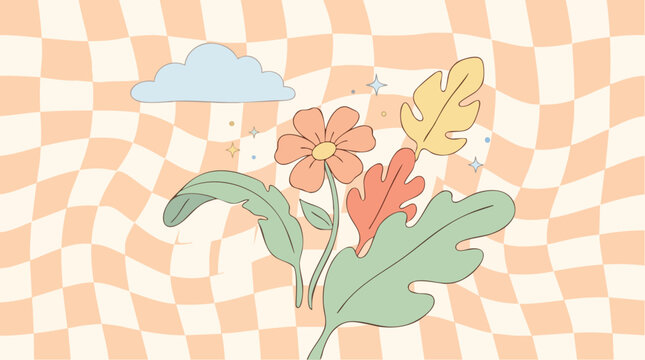 Retro groovy 70s style vector illustration