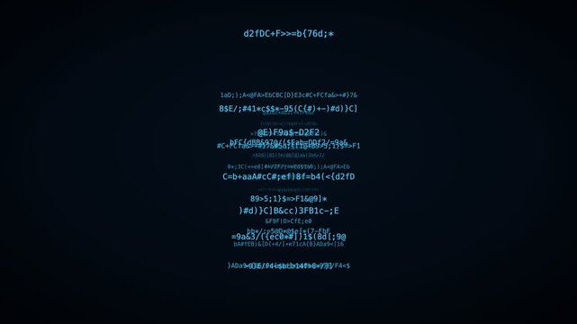 Aqua cyber vanishing point code hacker code background, digital data stream motion loop
