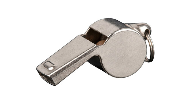 Shiny metal sports whistle isolated