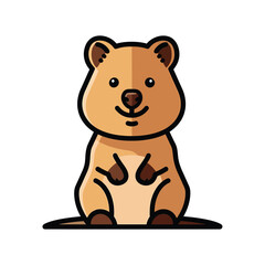 Obraz premium Cute cartoon bear cub sitting calmly.
