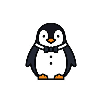 Cute Cartoon Penguin in Bow Tie.