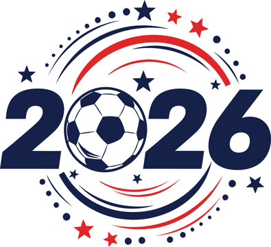 Football 2026 logo soccer ball with stars and stripes design for world cup promotion