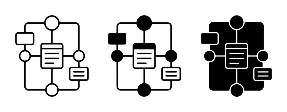 Database Schema Icons, Data Structure Diagrams, Entity Relationship Models, 3 Variations