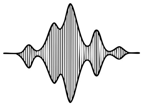 Hand drawn waveform graphic illustration, digital audio wave element for sound design