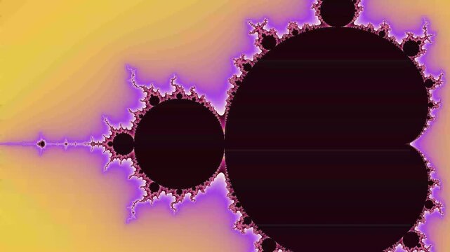 Purple fractal mathematical set with glowing neon edges looping seamlessly