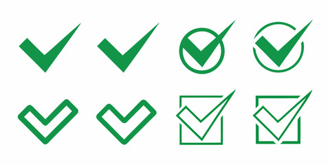 Green Checkmark Designs In Various Styles Vector Illustration © Raben