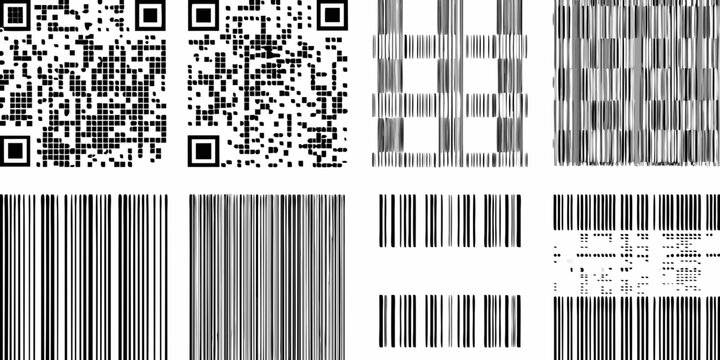 Collection Of Barcodes And Qr Codes Black And White Vector