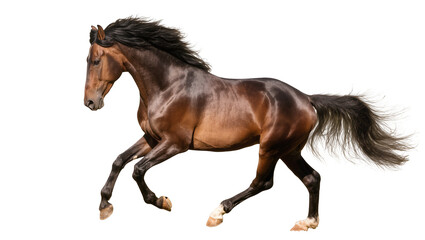 Brown horse with flowing mane and tail galloping © Sylas