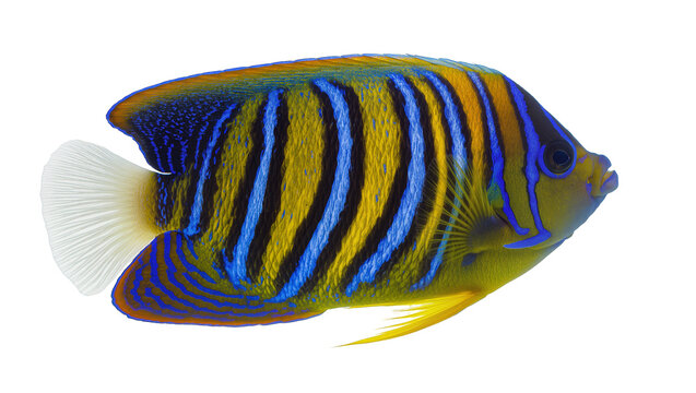 Regal Angelfish with Blue and Yellow Stripes