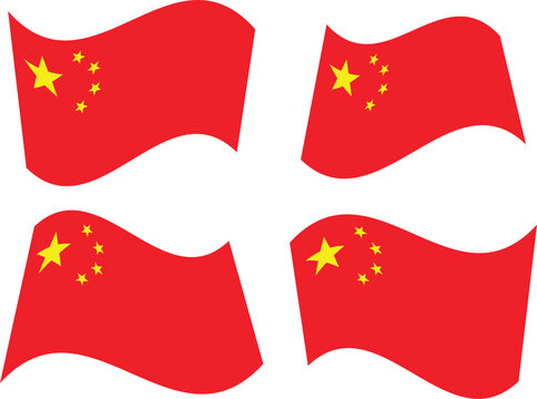 china national flag icons. waving shapes on white background. Country official banner symbol. patriotic chinese symbol