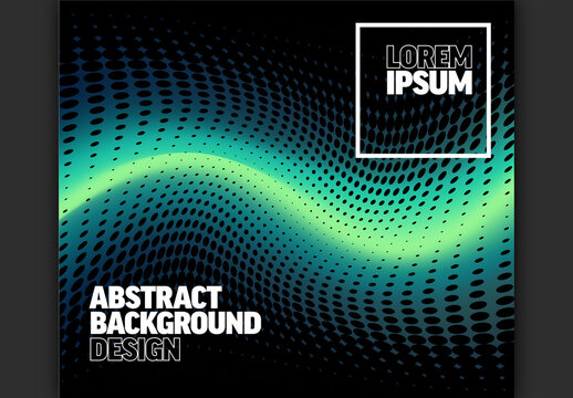 Abstract Halftone Wave Background with Green Gradient