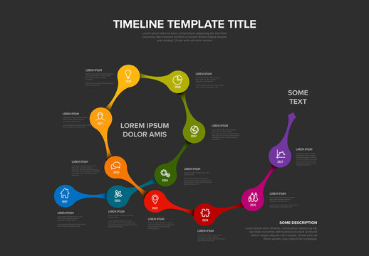 Modern Business Infographic Timeline Template with Multi-Color Fluid Shapes