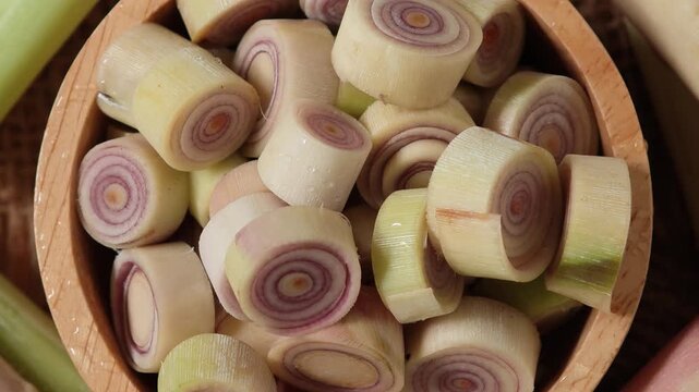 close-up of sliced ​​lemongrass	
