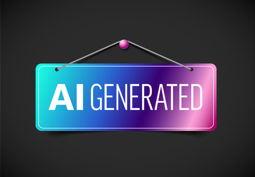 Hanging Gradient Sign with AI Generated Text (Editable) Label