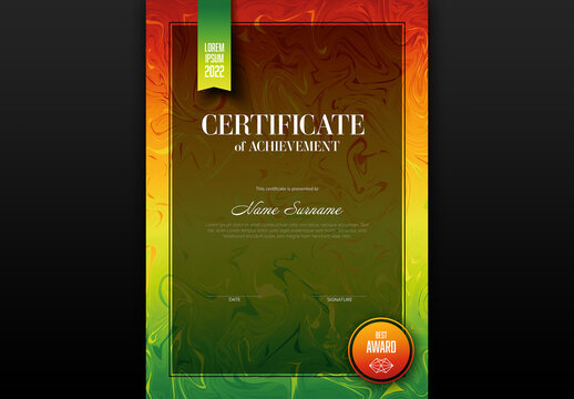 Elegant Modern Certificate of Achievement Template with Abstract Marble Texture and Editable Content