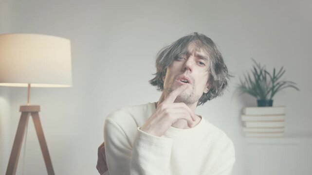 Person making silence gesture with finger on lips, secrecy and quiet concept