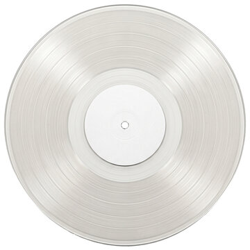 Clear Transparent Vinyl Record LP Disc Cutout on Transparent Background