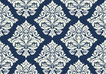 Fototapeta premium Seamless Classic Damask Vector Background with Ornamental Royal Design