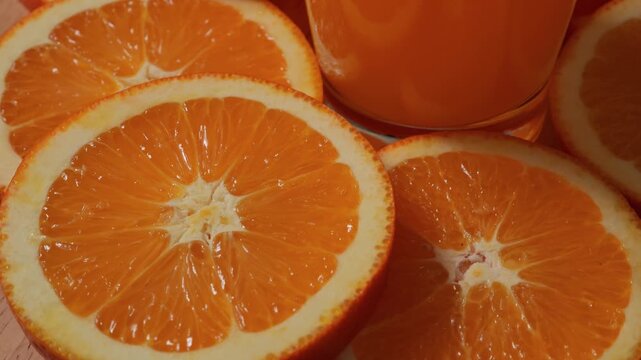 Close-up of a sliced ​​orange.	