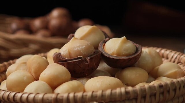 Macadamia nuts in a basket	