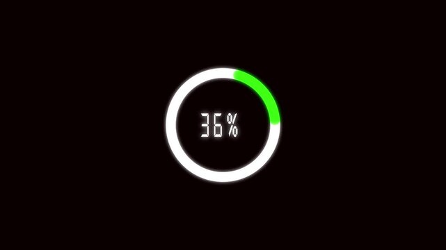 Green progress circle displaying 15 percent completion. Loading circle indicator showing 15 percent complete with green segment.