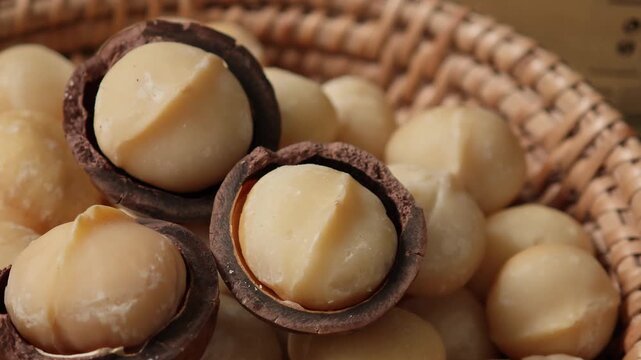 Macadamia nuts in a basket	
