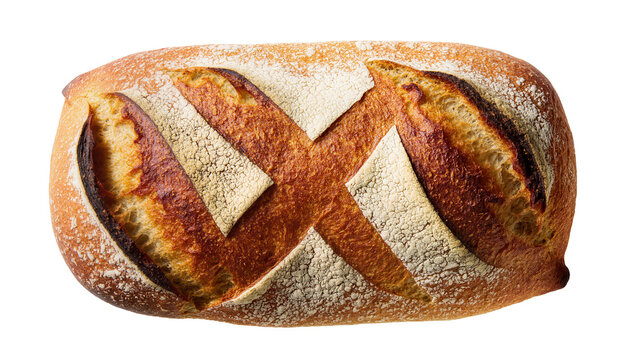 Crusty artisan sourdough bread loaf with X score