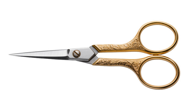 Ornate gold embroidery scissors with silver blades