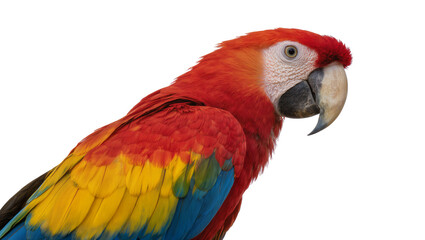 Fototapeta premium Scarlet Macaw parrot with vibrant red yellow, and blue plumage