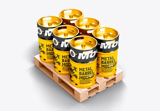 Metal Barrel Pallet Mockup