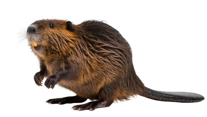 North American beaver with prominent incisors and wet fur © Rowan